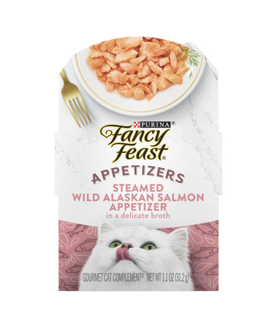 Purina Fancy Feast Appetizers Lickable Grain Free Wet Cat Food Topper Wild Alaskan Salmon Appetizer - 1.1 oz. Tray