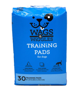 Wags & Wiggles Training Pads For Dogs, 30 Count Puppy Pee Pads For Dogs Absorbent and High Quality Dog & Puppy Supplies for Dog Training and House Training