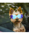 Enjoying Small Dog Sunglasses Dog Goggles Small Breed for UV Protection Snow-Proof Windproof Goggles with Flexible Straps for Puppy Cat - Blue