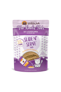 Weruva Slide N' Serve Pat Wet Cat Food, The Newly Feds Beef & Salmon Dinner, 2.8Oz Pouch (Pack of 12)