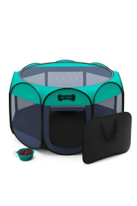 Ruff 'N Ruffus Portable Foldable Pet Playpen + Carrying Case + Travel Bowl Available in 3 Sizes Indoor/Outdoor Water-Resistant Removable Shade Cover