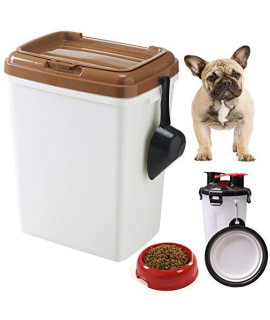 MineDecor 44lb Dog Food Storage Bins with Rolling Wheels Feed Scoop Large Airtight Pet Food containers combo for cats Birds Portable 2 in 1 Travel Dog Mug