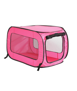 Beatrice Home Fashions Portable, Collapsible, Pop Up Travel Pet, Cat and Dog Kennel, 32.5 L x 19.5 W x 19.5 H, Fuchsia