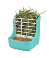 2 in 1 Food Hay Feeder for Guinea Pig, Rabbit Feeder, Indoor Hay Feeder for Guinea Pig, Rabbit, Chinchilla, Feeder Bowls Use for Grass & Food (Blue)