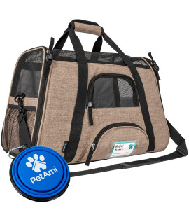 PetAmi Airline Approved Pet Carrier for Cat, Soft Sided Dog Carrier for Small Dog, Cat Travel Supply Accessories Indoor Cat, Ventilated Pet Carrying Bag Medium Large Kitten Puppy, Small Heather Taupe