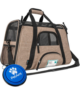 PetAmi Airline Approved Pet Carrier for Cat, Soft Sided Dog Carrier for Small Dog, Cat Travel Supplies Accessories for Indoor Cat, Ventilated Pet Carrying Bag Medium Kitten Puppy, Large Heather Taupe