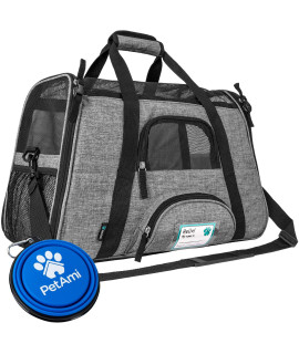 PetAmi Airline Approved Pet Carrier for Cat, Soft Sided Dog Carrier for Small Dog, Cat Travel Supplies Accessories Indoor Cat, Ventilated Pet Carrying Bag Medium Large Kitten Puppy, Large Heather Gray