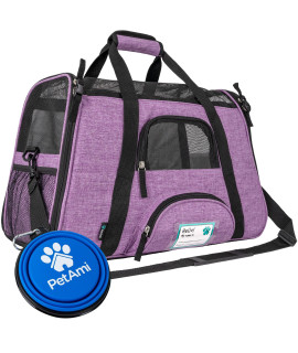 PetAmi Airline Approved Pet Carrier for Cat, Soft Sided Dog Carrier for Small Dog, Cat Travel Supply Accessories Indoor Cat, Ventilated Pet Carrying Bag Medium Large Kitten Puppy, Small Heather Purple