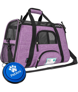 PetAmi Airline Approved Pet Carrier for Cat, Soft Sided Dog Carrier for Small Dog, Cat Travel Supplies Accessories for Indoor Cat, Ventilated Pet Carrying Bag Medium Kitten Puppy, Large Heather Purple