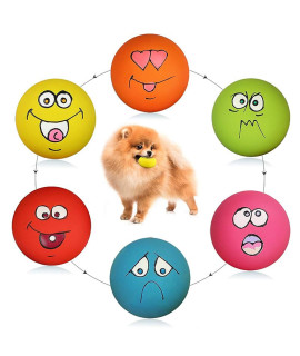 HDSX Smile Face Dog Squeaky Toys Soft Latex Squeak Balls for Puppy Small Pet Dogs 6 Pcs/Set