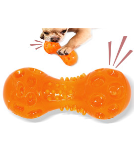 Dog Squeaky Chew Toy Tough Durable Bounce Dumbbell Toys for Chewer, TPR Material Bring Irregular Bouncing, for Small and Medium Breed