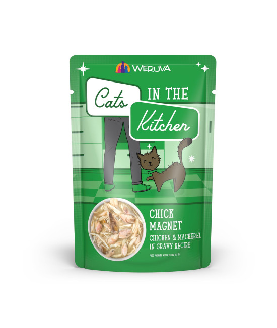 Weruva Cats in the Kitchen Grain-Free Natural Wet Cat Food Pouches, Chick Magnet, 3-Ounce Pouch (Pack of 12)