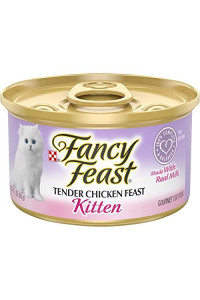 Purina Fancy Feast Grain Free Pate Wet Kitten Food, Tender Chicken Feast - 3 oz. Can