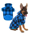 Plaid Dog Hoodie Pet Clothes Sweaters with Hat Blue X-Large (Pack of 1)