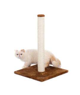 Fluffy Paws - Cat Scratching Post with Cat Toy | 25 H Scratching Post Includes Spring Toy to Amuse Your Kitty | Keeps Cats Claws Busy, Saving Your Furniture | 16 x 16 Base, White/Beige