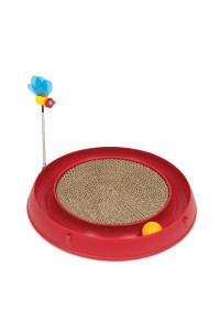 Catit Play Circuit Ball Cat Toy with Scratch Pad, Catnip Toy, Red, 43000