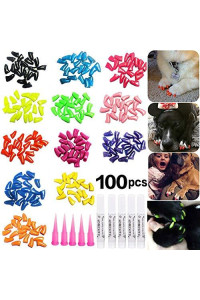 JOYJULY 100pcs Dog Nail caps Soft claws covers Nail caps for Pet Dog Pup Puppy Paws Home Kit, 5 Random, with glue, Tips and Instruction, L