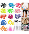 JOYJULY 100pcs Dog Nail Caps Soft Claws Nail Caps Covers for Pet Dog Pup Puppy Paws Home Kit, 5 Random, with Glue, Tips and Instruction, S
