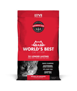 WORLD'S BEST CAT LITTER Multiple Cat Unscented 15 Pounds