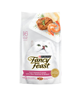 Purina Fancy Feast Dry Cat Food, Filet Mignon Flavor With Real Seafood & Shrimp - (4) 16 oz. Bags