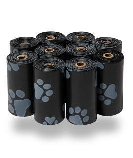 Best Pet Supplies Dog Poop Bags for Waste Refuse Cleanup, Doggy Roll Replacements for Outdoor Puppy Walking and Travel, Leak Proof and Tear Resistant, Thick Plastic - Black, 150 Bags