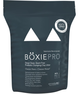 BoxiePro Deep Clean Probiotic Clumping Clay Cat Litter -Scent Free- 16 lb- Cat Activated Probiotics- Longer Lasting Odor Control, Stays Ultra Clean, 99.9% Dust Free