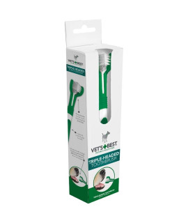 Vets Best Triple Headed Toothbrush for Dogs - Teeth cleaning and Fresh Breath
