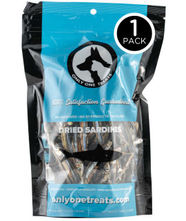Only One Treats Dried Sardines for Dogs and Cats - All-Natural Training Treats with Omega 3 and Calcium - Sun-Dried Pet Treats for Dogs and Cats Brain, Heart, Skin and Coat Health (150g, Pack of 1)