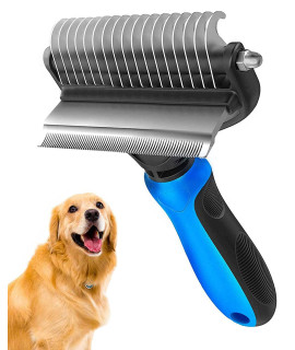 Undercoat rake for Dogs,Dog Deshedding Brush for Large Dogs,2 in 1 Dematting Comb & deShedding Tool for Long Hair Cats,Pet Hair Grooming Brush, Clear mats and tangles, Reduces Shedding by 95%