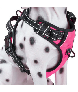 PoyPet No Pull Dog Harness, Reflective Comfortable Vest Harness with Front & Back 2 Leash Attachments and Easy Control Handle Adjustable Soft Padded Pet Vest for Small to Large Dogs (Pink,S)