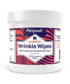 Petpost Bulldog Wrinkle Wipes for Dogs - Natural coconut Oil Formula cleans and Soothes Pug Wrinkles and Folds - 100 Ultra Soft cotton Pads