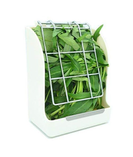 RUBYHOME Hay Feeder/Rack Less Wasted Hay - Ideal for Rabbits/Guinea Pigs/Chinchillas/Hamsters - Keeps Grasses Clean and Fresh (White)