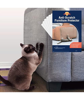 Stelucca Amazing Shields Sofa Protectors from Pets - 6-Pack of 17-Inch x 12-Inch Cat Anti Scratch Furniture Protectors w/ Twist Pins - Strong, Clear, Cat Sofa Protector - Cat Deterrent Accessories