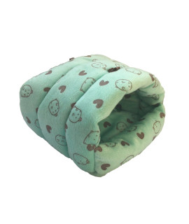 WOWOWMEOW Guinea Pigs Bed,Hamster Bed,Soft Sleep Mat Pad and Warm Cave for Rats,Rabbit,Chinchillas,Hedgehog,Squirrel and Other Small Animals (L, Heart-Green)