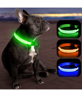 Candofly Reflective LED Dog Collar - Light Up Dog Collars USB Rechargeable Pet Collar Dog Lights for Night Walking & Camping (Medium, Neon Green)