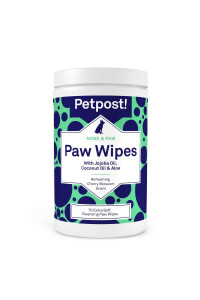 Petpost Paw Wipes for Dogs - Nourishing, Revitalizing Dog Paw Cleaner with Coconut Oil, Jojoba Oil, and Aloe - 70 Ultra Soft Cotton Pads (Cherry Blossom)