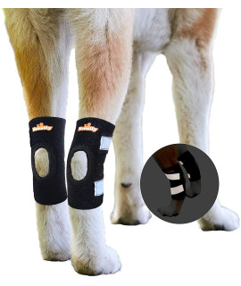 NeoAlly - Short Rear Leg Hock Brace, Dog Leg Brace for Rear Leg, Hock & Ankle Support, Dog Brace for Torn ACL & CCL, Dog Leg Sleeve with Reflective Straps, Extra Small, Black, 1 Pair