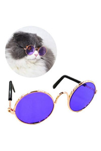 Stock Show Funny Cute Dog Cat Retro Fashion Sunglasses Glasses Transparent Eye-wear Protection Puppy Cat Teacher Bachelor Cosplay Glasses Pet Photos Props for Small Dog Cat (Purple Golden Frame)
