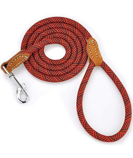 Mile High Life Mountain Climbing Dog Rope Leash with Heavy Duty Metal Sturdy Clasp Genuine Leather Tailored Connection with Strong Stitches (Red, 60 Inch (Pack of 1))