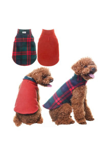 Dog Winter Clothes Reversible Fleece Jacket Warm Coat Windproof Christmas Costume Xmas Gifts for Cold Weather Wearing