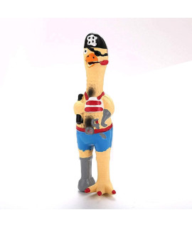 jooee Screaming Rubber Chicken Dog Squeaky Toy, 8.5 Inch Tall, Latex Chew Molar Dog Toy (Pirate)