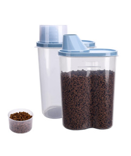 GreenJoy 2 Pack 2lb/2.5L Pet Food Storage Container with Measuring Cup, Can Covers and Bowl for Small Dog, Cat, Waterproof-BPA Free