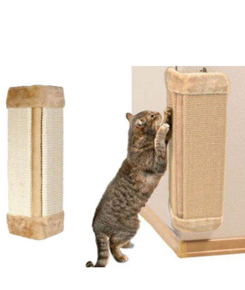 Wall Mounted Scratching Post, 20inch Hanging Natural Sisal Cat Scratching Mat, Door Wall Protecting Corner with Wall Fixings (Khaki)