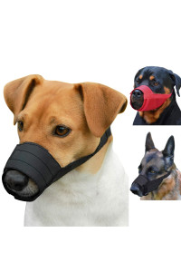 CollarDirect 2-PCs Set Dog Muzzles - Adjustable Soft Breathable Nylon Dog Mouth Guard Cover for Small, Medium and Large Dogs, Anti Chewing, Barking & Biting (1Black & 1Red; S)