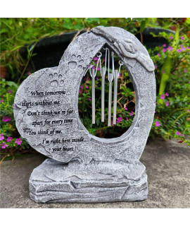 JSYS Pet Memorial Stones for Dogs or Cats, Heart Shaped with Wind Chimes Pet Dog Grave Markes Garden Stones for Outdoor Tombstone or Indoor Display, Pet Memorial Gifts