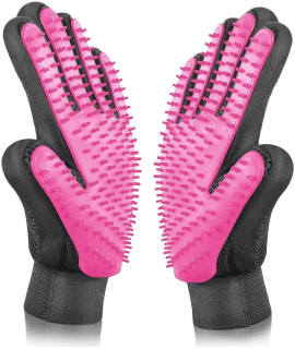 BYETOO Pet Dog cat grooming glove with 261Tips,gentle Deshedding Brush glove,Efficient Pet Hair Remover Mitt,Massage Tool with Enhanced Five Finger Design,for Dog,cat,Rabbit,Horse with LongShort Fur