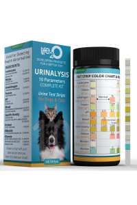 life2O 10-Parameter Cat & Dog Urine Test Strips 60ct, Cat & Dog UTI Test Kit, Diabetes Testing for Diabetic Pets, Urinalysis Reagent Strips: Glucose, Specific Gravity, pH, Ketone, Protein & More.