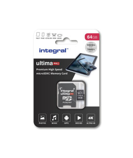 Integral 64 gB Premium High Speed Micro SD (microSDXc) V30 UHS-I U3 Memory card