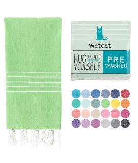 WETcAT Turkish Beach Towel (38 x 71) - Prewashed for Soft Feel, 100 cotton - Quick Dry Beach Towels Extra Large - Unique Turkish Towels for Tavel with Lively colors - green]