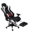 NOKAXUS gaming chair Large Size High-back Ergonomic Racing Seat with Massager Lumbar Support and Retractible Footrest PU Leather 90-180 degree adjustment of backrest Thickening sponges (YK-6008-WHITE)